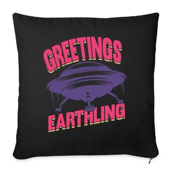 Alien, UFO, UAP, Space, Weltraum Flugobjekt - Sofakissenbezug 45 x 45 cm - Schwarz - Vorne