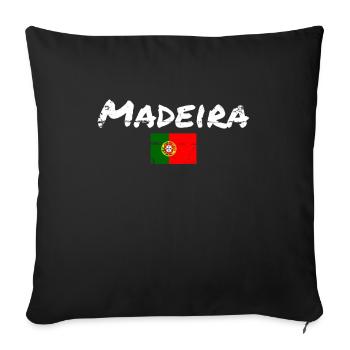 Madère Portugal Vintage drapeau portugais - Housse de coussin décorative 45 x 45 cm - noir - Devant