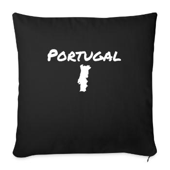 Carte du Portugal Portugais Portugais - Housse de coussin décorative 45 x 45 cm - noir - Devant