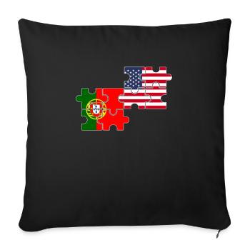 Portugal États-Unis Drapeau Américain Portugais - Housse de coussin décorative 45 x 45 cm - noir - Devant