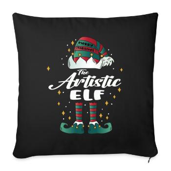 artistic Elf funny Family Christmas Weihnachten - Sofakissenbezug 45 x 45 cm - Schwarz - Vorne