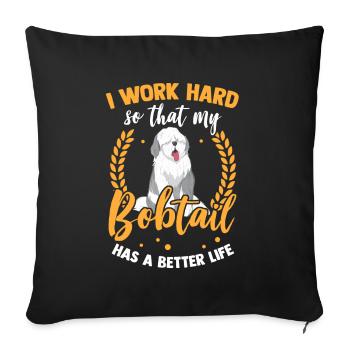 Work for my Bobtail Old English Sheepdog - Sofa pillowcase 17,3'' x 17,3'' (45 x 45 cm) - black - Front