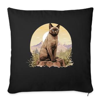 Chat birman Birmanie Katze - Housse de coussin décorative 45 x 45 cm - noir - Devant