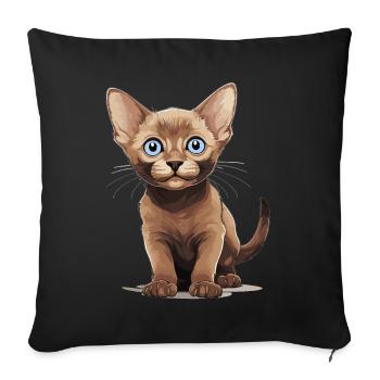 Burmese Cat Burma Katze - Sofa pillowcase 17,3'' x 17,3'' (45 x 45 cm) - black - Front