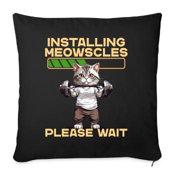 Miaoul Chat Drôle Bodybuilder Entraînement - Housse de coussin décorative 45 x 45 cm - noir - Devant