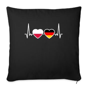 Poland, Germany, Heartbeat, Flag, Polish - Sofa pillowcase 17,3'' x 17,3'' (45 x 45 cm) - black - Front