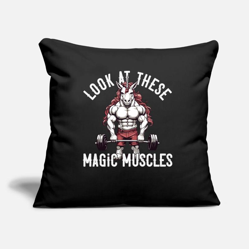 Magic Muscles Einhorn Powerlifting Fun Sofakissenbezug 45 x 45 cm