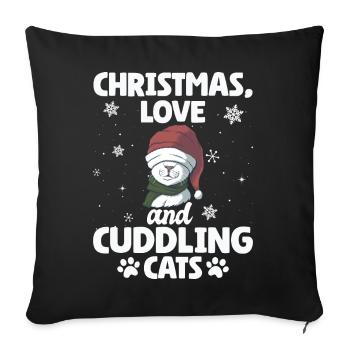 Chat, Câlin, Amour Animal, Noël, Amour Chats, - Housse de coussin décorative 45 x 45 cm - noir - Devant