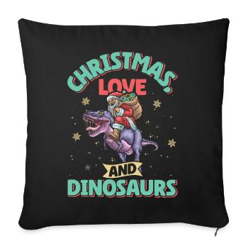 Dino Boy Kids Christmas Love Dinosaur - Sofa pillowcase 17,3'' x 17,3'' (45 x 45 cm) - black - Front