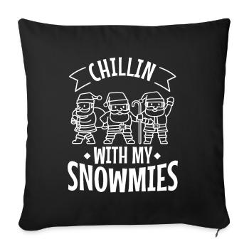 Détendez-vous avec mes Snowmies - Housse de coussin décorative 45 x 45 cm - noir - Devant