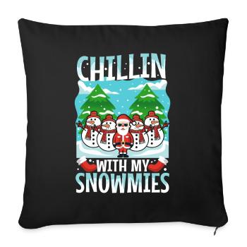 Détendez-vous avec mes Snowmies - Housse de coussin décorative 45 x 45 cm - noir - Devant