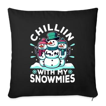 Détendez-vous avec mes Snowmies - Housse de coussin décorative 45 x 45 cm - noir - Devant