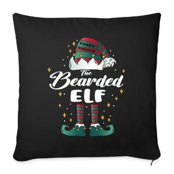 Lutin barbu drôle famille Noël Noël - Housse de coussin décorative 45 x 45 cm - noir - Devant