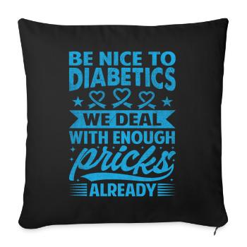 Together against diabetes - Sofa pillowcase 17,3'' x 17,3'' (45 x 45 cm) - black - Front