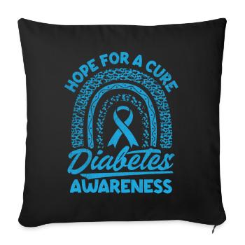 Hope for Cure - Diabetes Saying - Sofa pillowcase 17,3'' x 17,3'' (45 x 45 cm) - black - Front