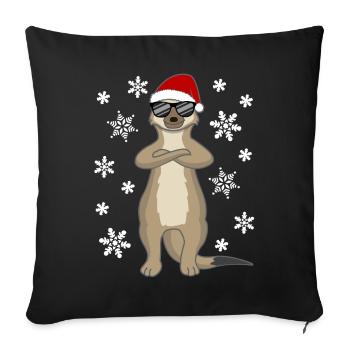 Père Noël enneigé – Conception de paresseux d’hiver - Housse de coussin décorative 45 x 45 cm - noir - Devant