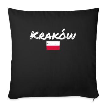 Krakow Vintage Poland Polish Flag Pole - Sofa pillowcase 17,3'' x 17,3'' (45 x 45 cm) - black - Front