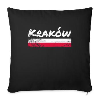 Krakow Vintage Poland Polish Flag Pole - Sofa pillowcase 17,3'' x 17,3'' (45 x 45 cm) - black - Front