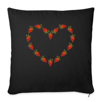 Strawberry, Fruits, Berries, Heart, Fruit Salad, Vegetarian - Sofa pillowcase 17,3'' x 17,3'' (45 x 45 cm) - black - Front