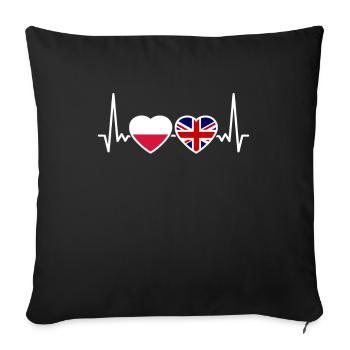 Poland Great Britain UK Heartbeat Flag Polish - Sofa pillowcase 17,3'' x 17,3'' (45 x 45 cm) - black - Front