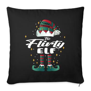 flirty elfe drôle famille noël noël - Housse de coussin décorative 45 x 45 cm - noir - Devant
