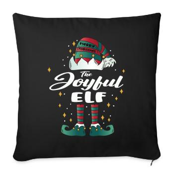 joyful Elf funny Family Christmas Weihnachten - Sofakissenbezug 45 x 45 cm - Schwarz - Vorne