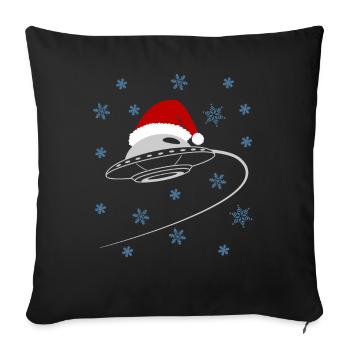 Festif UFO père Noël chapeau Merveille d’hiver - Housse de coussin décorative 45 x 45 cm - noir - Devant