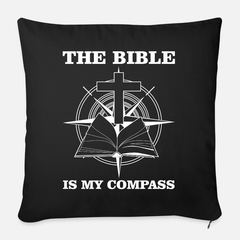 Jesus Christ Compass Christianity Bible - Sofakissenbezug 45 x 45 cm - Schwarz