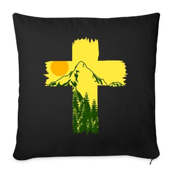 Jesus Christ Mountains Cross - Sofa pillowcase 17,3'' x 17,3'' (45 x 45 cm) - black - Front