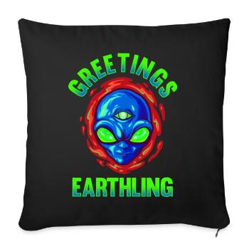 Alien, OVNI, UAP, Espace, Objet volant de l’espace - Housse de coussin décorative 45 x 45 cm - noir - Devant