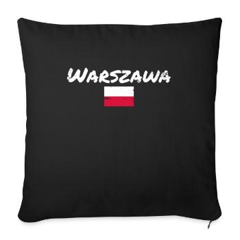 Warszawa Vintage Pologne polonais drapeau mât - Housse de coussin décorative 45 x 45 cm - noir - Devant