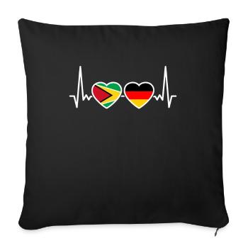 Guyane Allemagne Heartbeat Flag Guyanais - Housse de coussin décorative 45 x 45 cm - noir - Devant