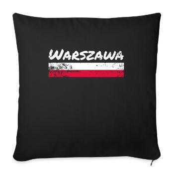 Warszawa Vintage Poland Polish Flag Pole - Sofa pillowcase 17,3'' x 17,3'' (45 x 45 cm) - black - Front