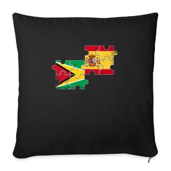 Guyane Espagne Vintage drapeau espagnol guyanais - Housse de coussin décorative 45 x 45 cm - noir - Devant