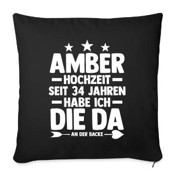 Ehe Amberhochzeit 34 Jahre Verheiratet Hochzeitsta - Sofakissenbezug 45 x 45 cm - Schwarz - Vorne
