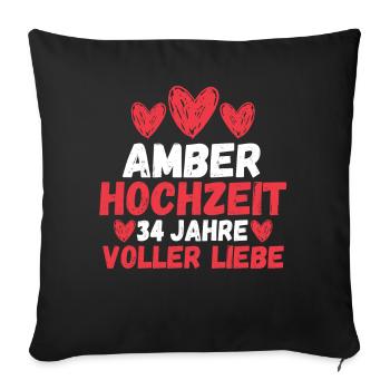 Ehe Amberhochzeit 34 Jahre Verheiratet Hochzeitsta - Sofakissenbezug 45 x 45 cm - Schwarz - Vorne