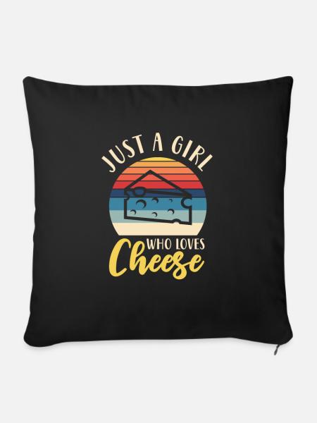Käse Käsekuchen Essen Geschenk - Sofakissenbezug 45 x 45 cm - Schwarz