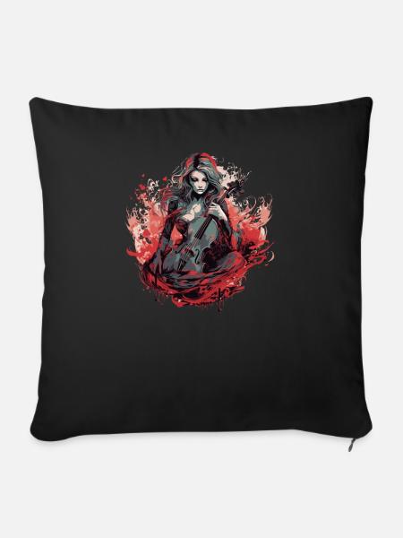 Cellospieler Cellist-Musiker Gothic-Witchcraft - Sofakissenbezug 45 x 45 cm - Schwarz