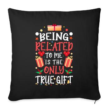 Être lié à moi – Dicton drôle de Noël - Housse de coussin décorative 45 x 45 cm - noir - Devant