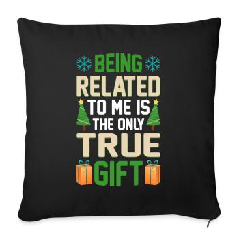 Être lié à moi – Dicton drôle de Noël - Housse de coussin décorative 45 x 45 cm - noir - Devant