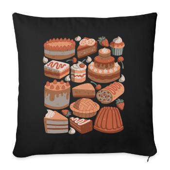 Cakes and pies - Sofa pillowcase 17,3'' x 17,3'' (45 x 45 cm) - black - Front