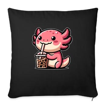 Axolotl Tee Eistee Amphibie Kawaii Anime - Sofakissenbezug 45 x 45 cm - Schwarz - Vorne