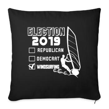 Windsurfing I Voted Windsurfing - Sofa pillowcase 17,3'' x 17,3'' (45 x 45 cm) - black - Front