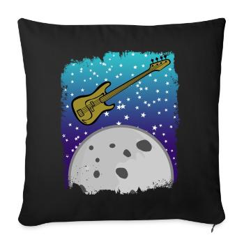 Bass Guitar with Moon in Space - Sofa pillowcase 17,3'' x 17,3'' (45 x 45 cm) - black - Front