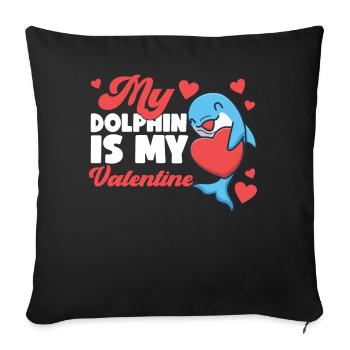 Dauphin Saint Valentin Mon Dauphin - Housse de coussin décorative 45 x 45 cm - noir - Devant