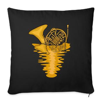 Waldhornspieler Musik Blaskapelle Waldhorn - Sofakissenbezug 45 x 45 cm - Schwarz - Vorne