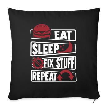 Eat Sleep Fix Stuff Repeat Auto Mechanic Car - Sofa pillowcase 17,3'' x 17,3'' (45 x 45 cm) - black - Front