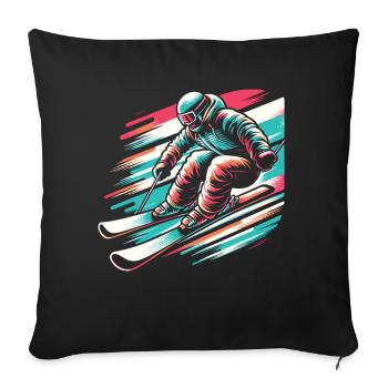 Winter Thrill: Skiers in the Snow - Sofa pillowcase 17,3'' x 17,3'' (45 x 45 cm) - black - Front