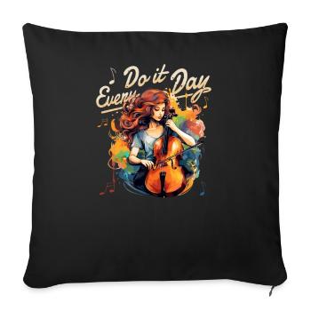 Violoncelliste Musicien Musique Dictons Drôles - Housse de coussin décorative 45 x 45 cm - noir - Devant