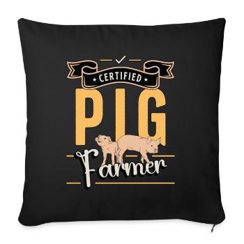 Élevage porcin Certifié Éleveur de porcs Animaux de ferme - Housse de coussin décorative 45 x 45 cm - noir - Devant
